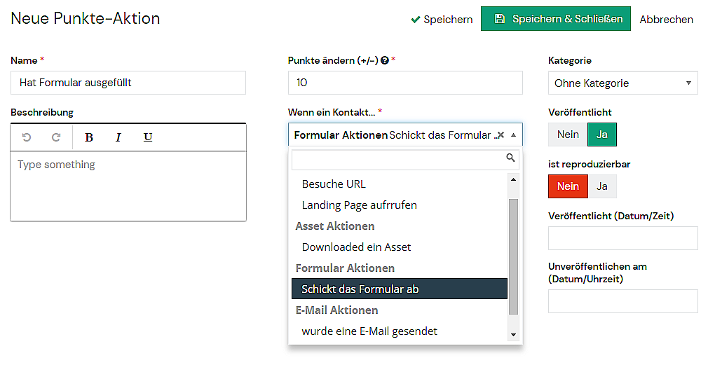 Lead Scoring mit Mautic Punkte-Aktion