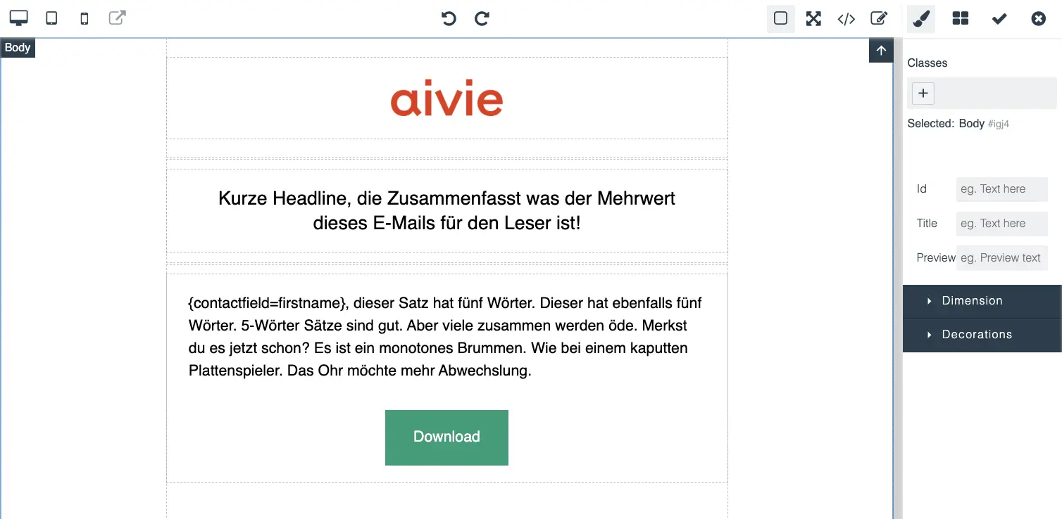 Wie kann ich ein Preview Text in einer E-Mail setzen