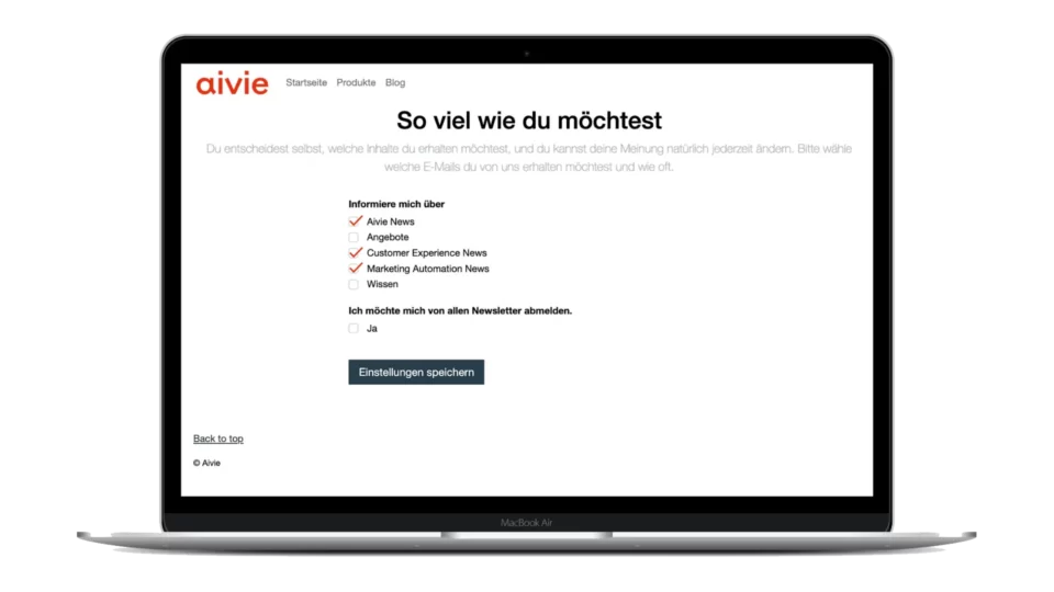 Newsletter selbständige Personalisierung - Aivie Marketing Automation2