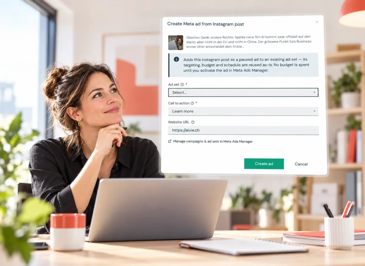 Preparare un post di Instagram come Meta Ad direttamente da Aivie