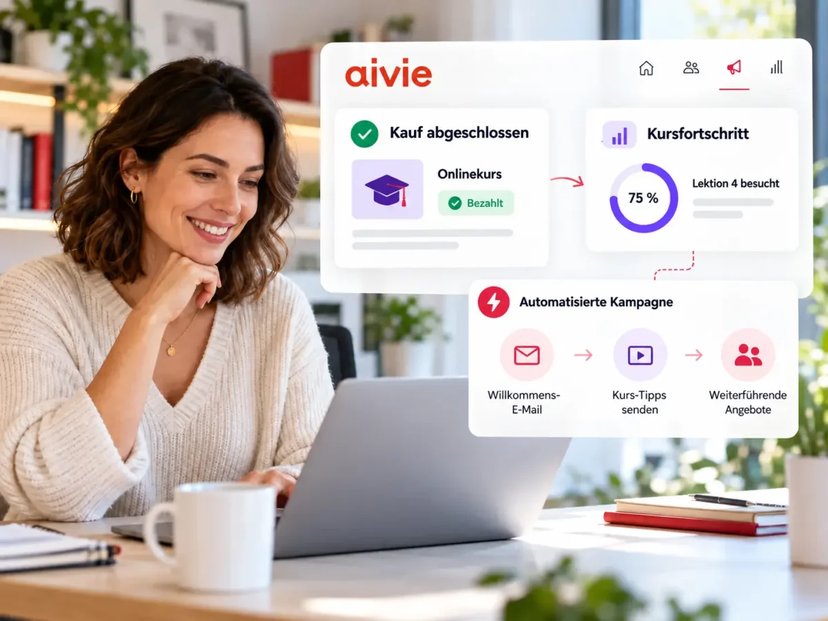 Ablefy Marketing Automation mit Käufen und Kursaktivitäten in Aivie